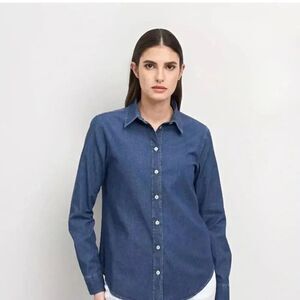 ANATOMIĘ LARISSA INDIGO BLUE DENIM SHIRT LONG SLEEVE BLOUSE TOP‎ SIZE S